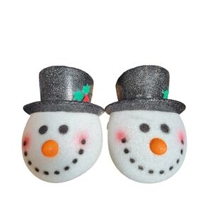 Christmas Snowman Thick Plastic Easy Elastic Porch Light Covers Pair 12"X10"X4"